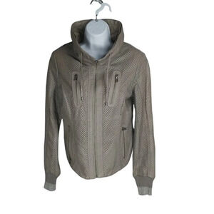 Danier  Leather Jacket Coat Bomber Motorcycle Cut Outs Taupe Muddy Brown XS